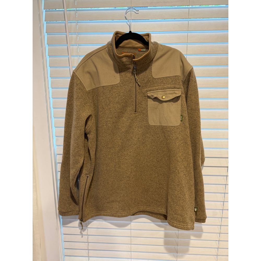 Howler Bros Chisos Fleece Quarter Zip Pullover Tan Brown Mens XXL Elbow Patches